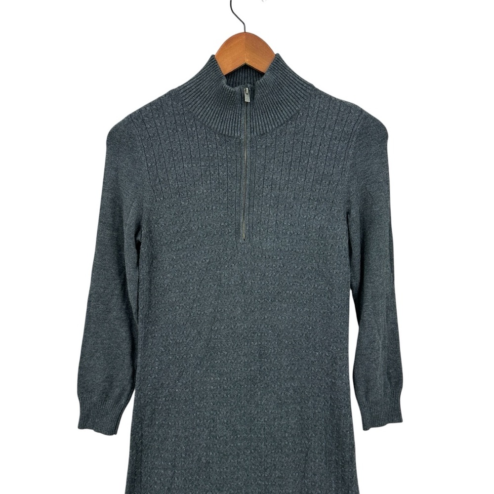 New TOMMY BAHAMA Sweater Dress Pickford Cable Knit Half-Zip Gray - Picture 3 of 6